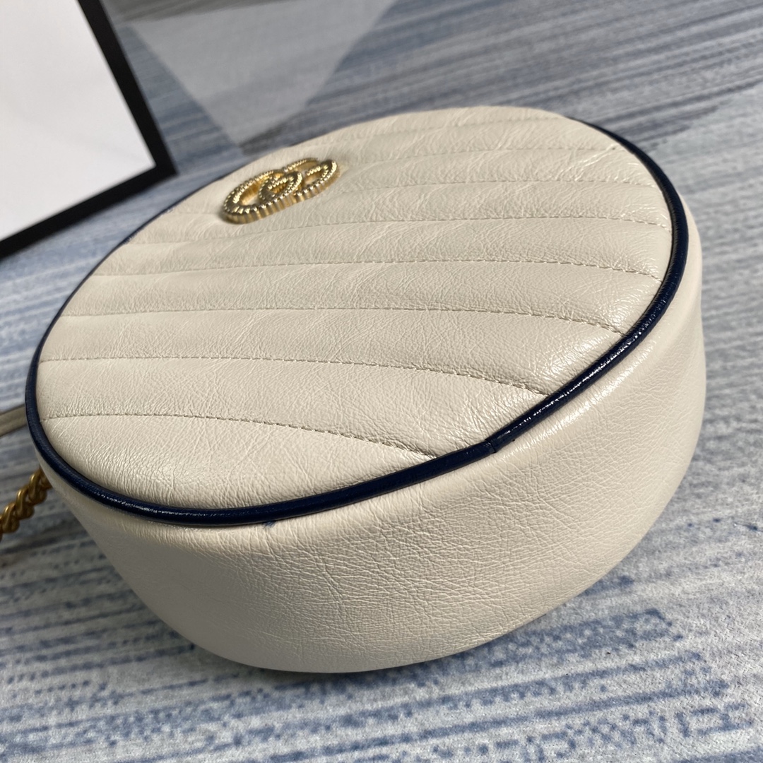 Marmont Mini Round Shoulder Bag 550154 White